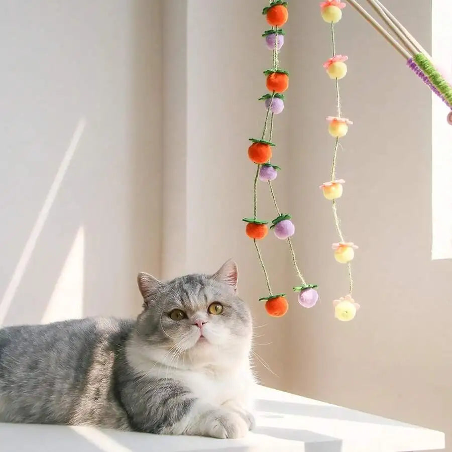 Colorful Interactive Teaser Wands With Bells - Cat - (1 or 2 Pc Options) - (While Supplies Last)