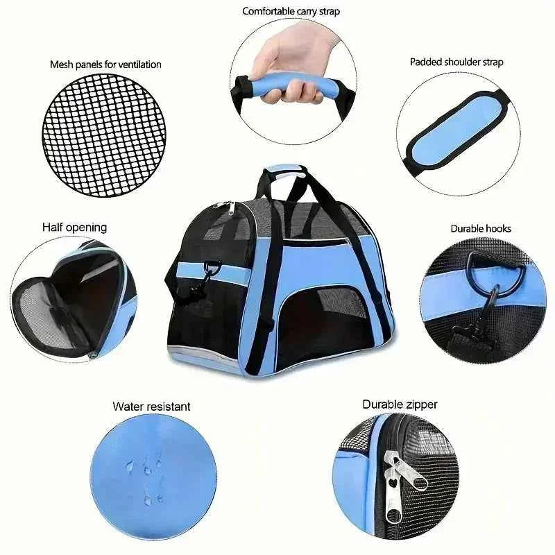 Airline Approved Mesh Pet Travel Carrier Bag - Dog Cat - (Breathable) - (6 Color Options) - (S-L)
