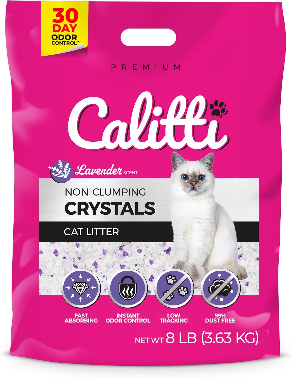Litter Box Crystals with Silica Gel - Cat - (Calitti) - (Non-Clumping) - (Quickly Absorbs) - (8 lb Bag) - (While Supplies Last)