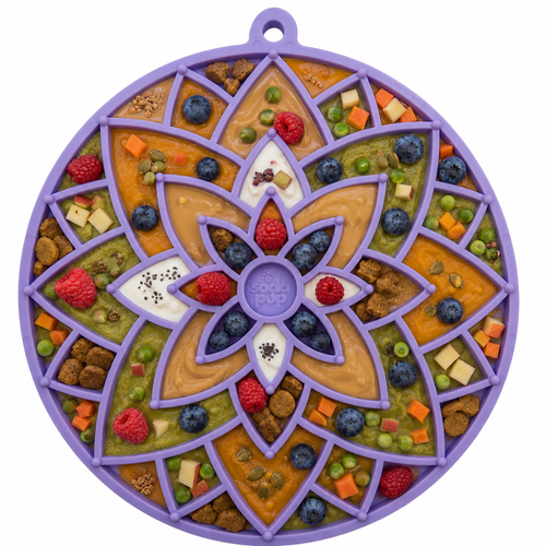 Anxious Dog: Try this Relief Enrichment Lick Mat (Lotus Design) (Pastels: Purple, Green, Pink, & Yellow)