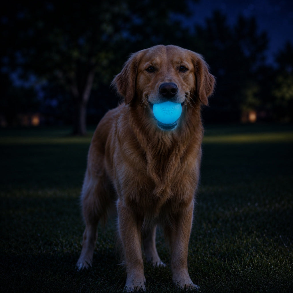 Strobe Ball Light-Up Chew Toy - Dog - (Floating) - (Rubber) - (Blue) -  (SodaPup) - (While Supplies Last)