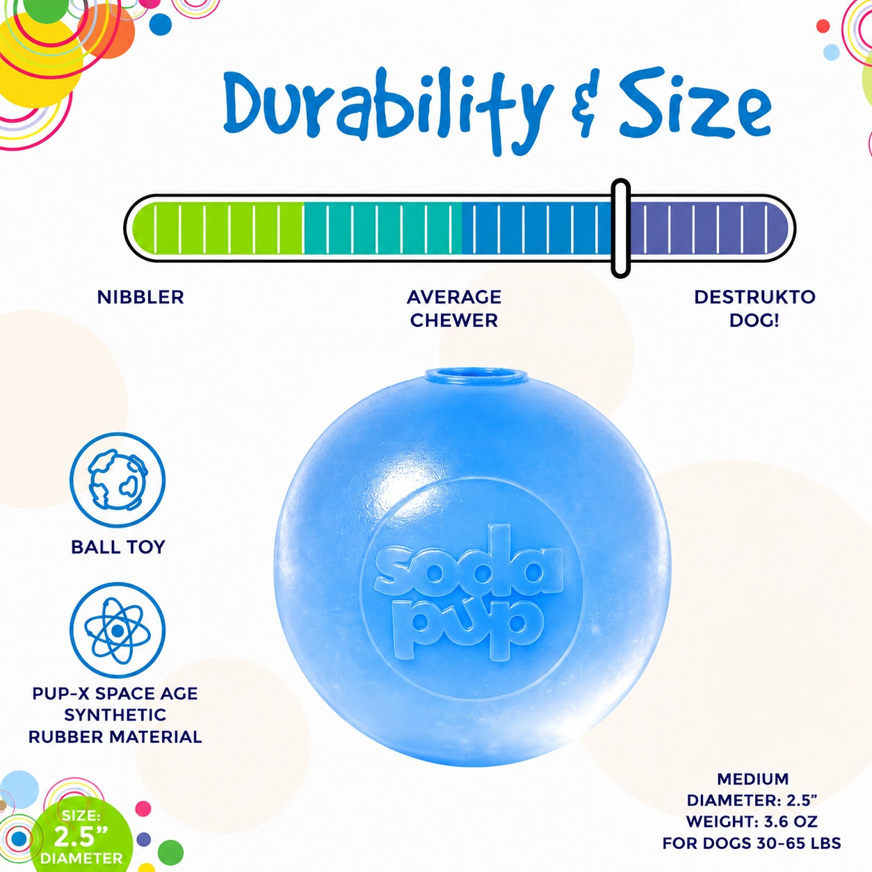 Strobe Ball Light-Up Chew Toy - Dog - (Floating) - (Rubber) - (Blue) -  (SodaPup) - (While Supplies Last)