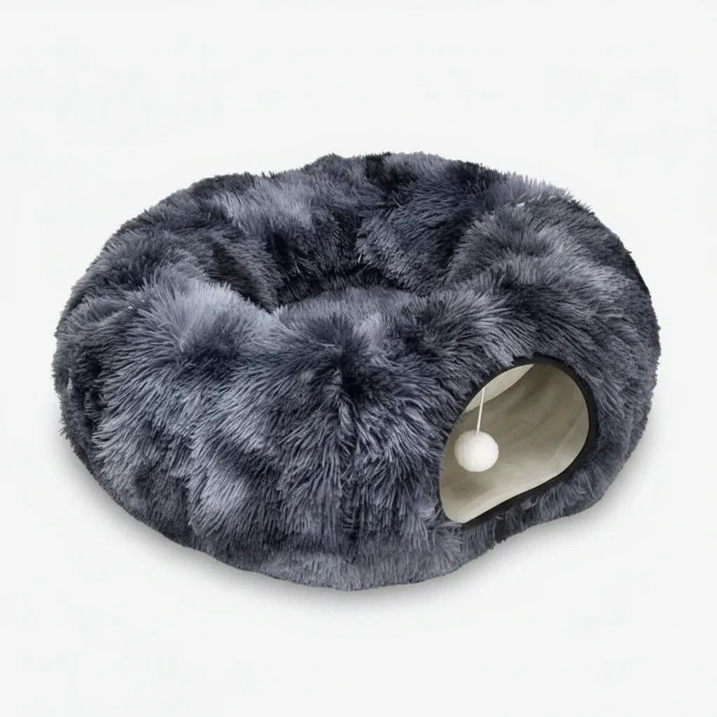 Plush Tunnel Bed – Cat - (2-in-1 Cozy Sleeping and Interactive Toy) - (L) - (4 Color Options) - (While Supplies Last)