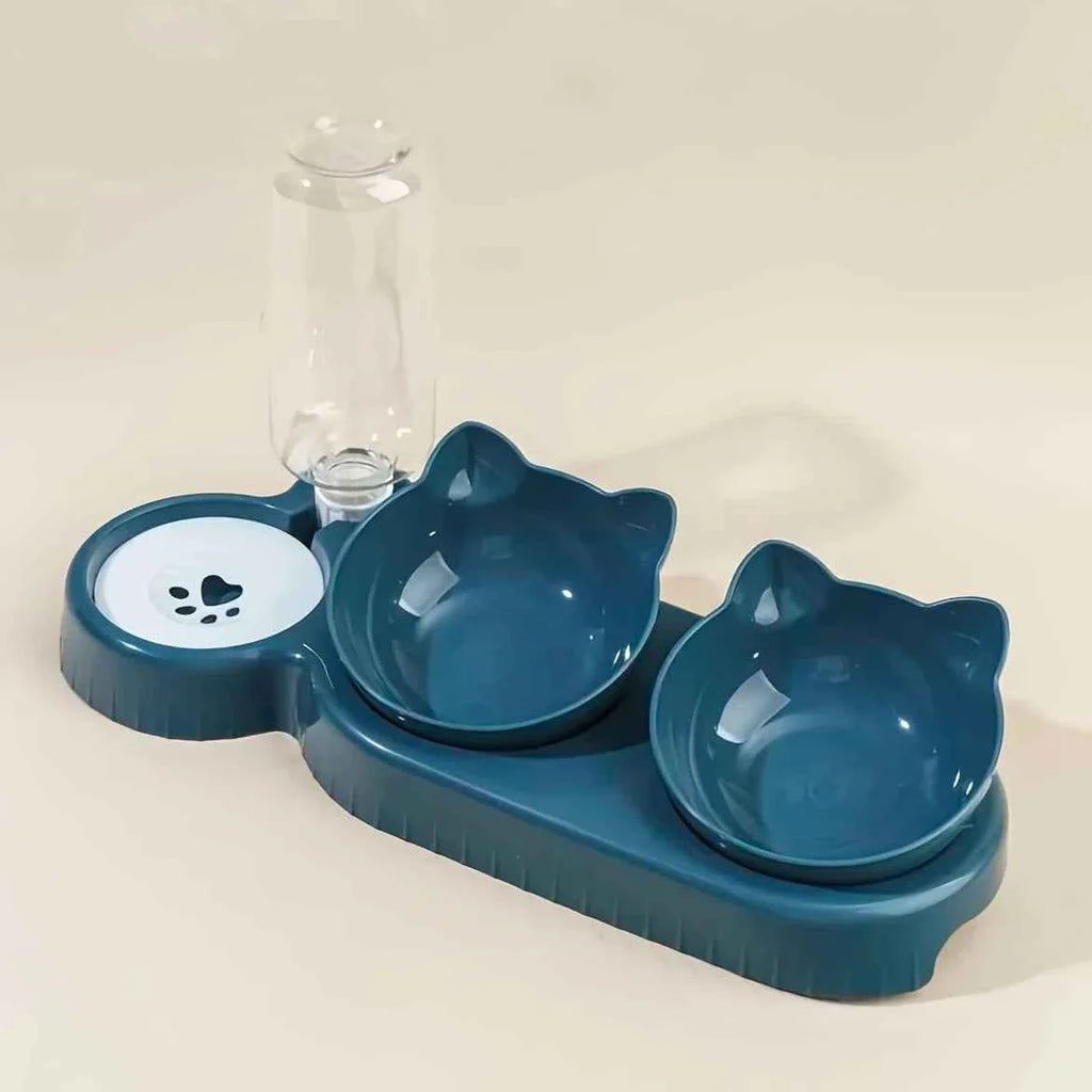 3-in-1 Food & Gravity Water Feeder in This Adorable Cat Ear Bowl Set - Cat - (4 Color Options) - (While Supplies Last)