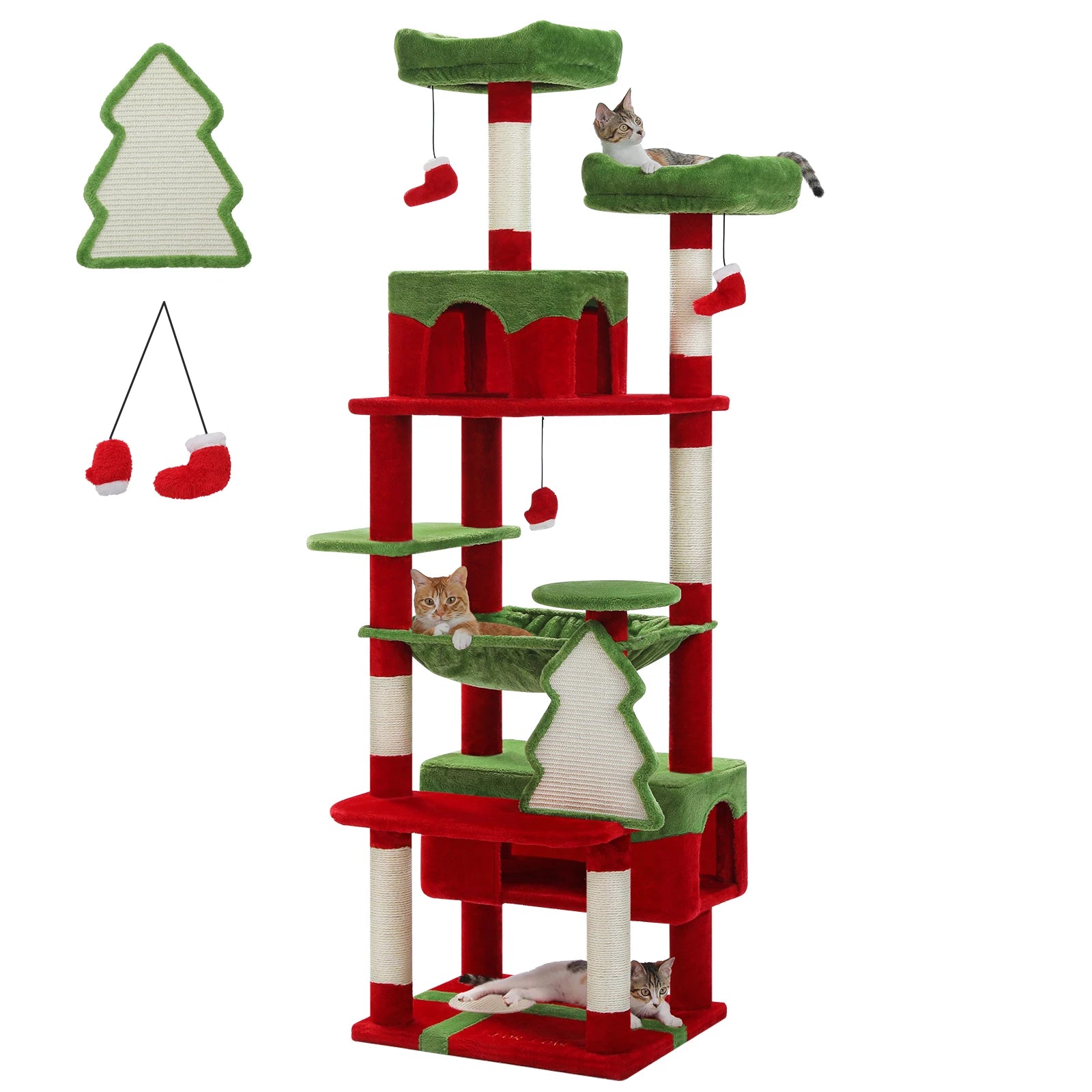 Tall Multi-level Cat Tree Tower With Scratching Posts, Hammock, and Perches