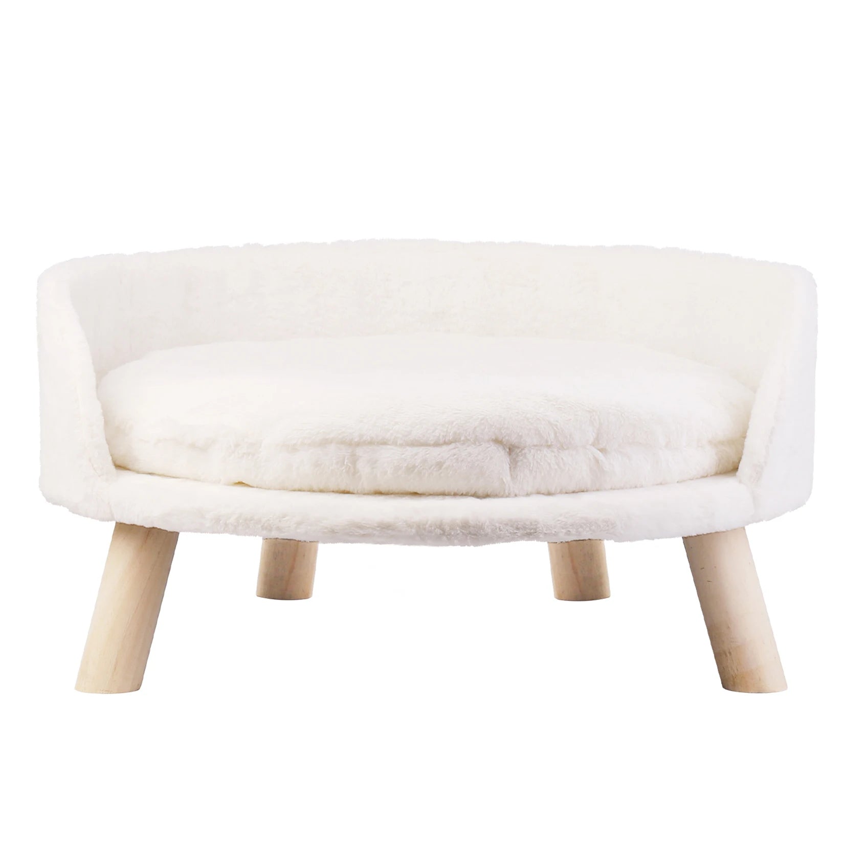 Luxury Plush Bed on Wood Legs - Dog Cat