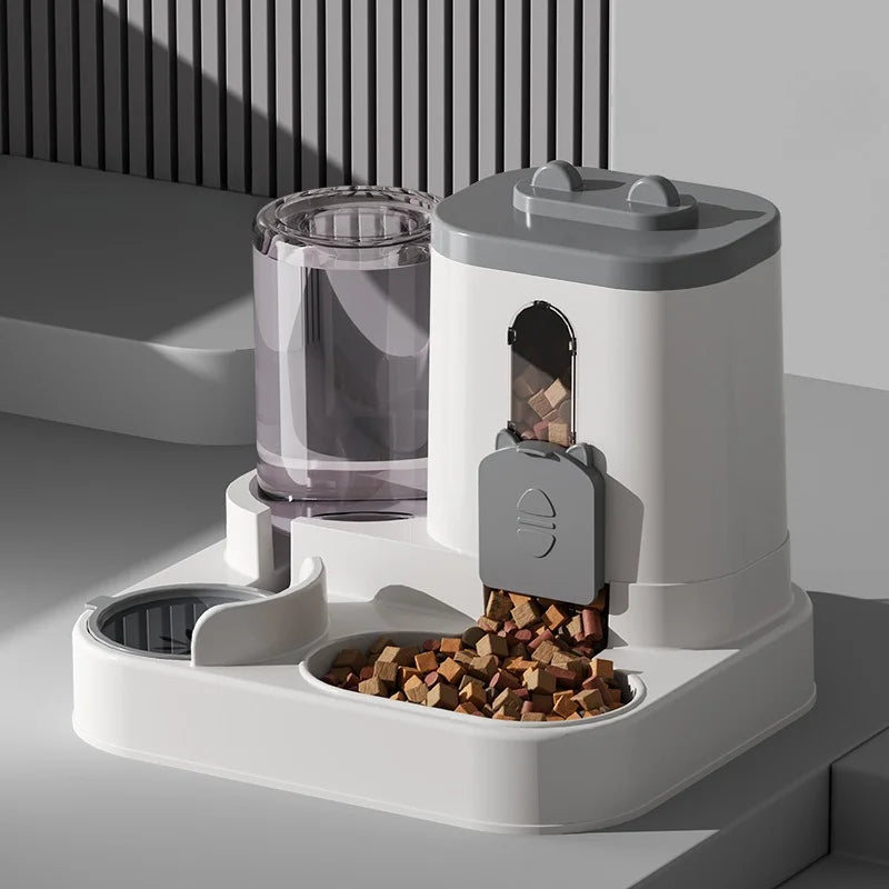 Automatic Spill-Proof Feeder Bowl with Water Fountain - Dog Cat - (Grey, Beige) - (While Supplies Last)