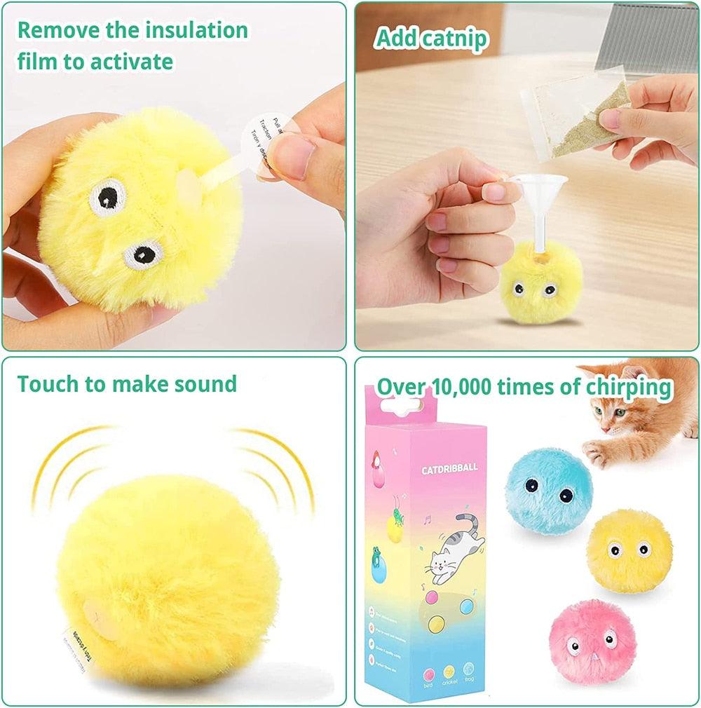 Smart Fluffy Plush Toy Catnip Balls - Cat - (3 Color Options)