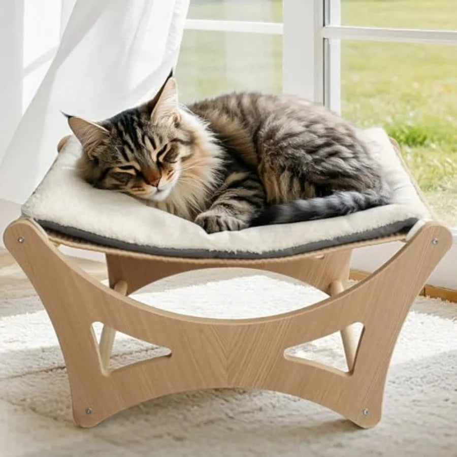 Elevated Wooden Gothic Cat Bed with Bat Design - Cat