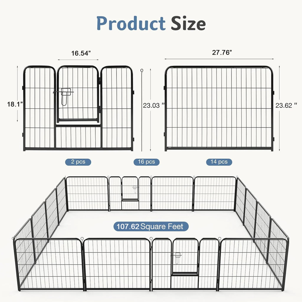 Portable Metal Fence Playpen Enclosure - Dog - (Indoor/Outdoor) - (24", 32")
