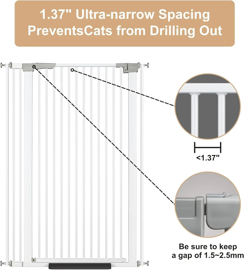Adjustable Width Auto Close Pet Gate - Cat - (White) - (Plastic) - (51.18" Tall)