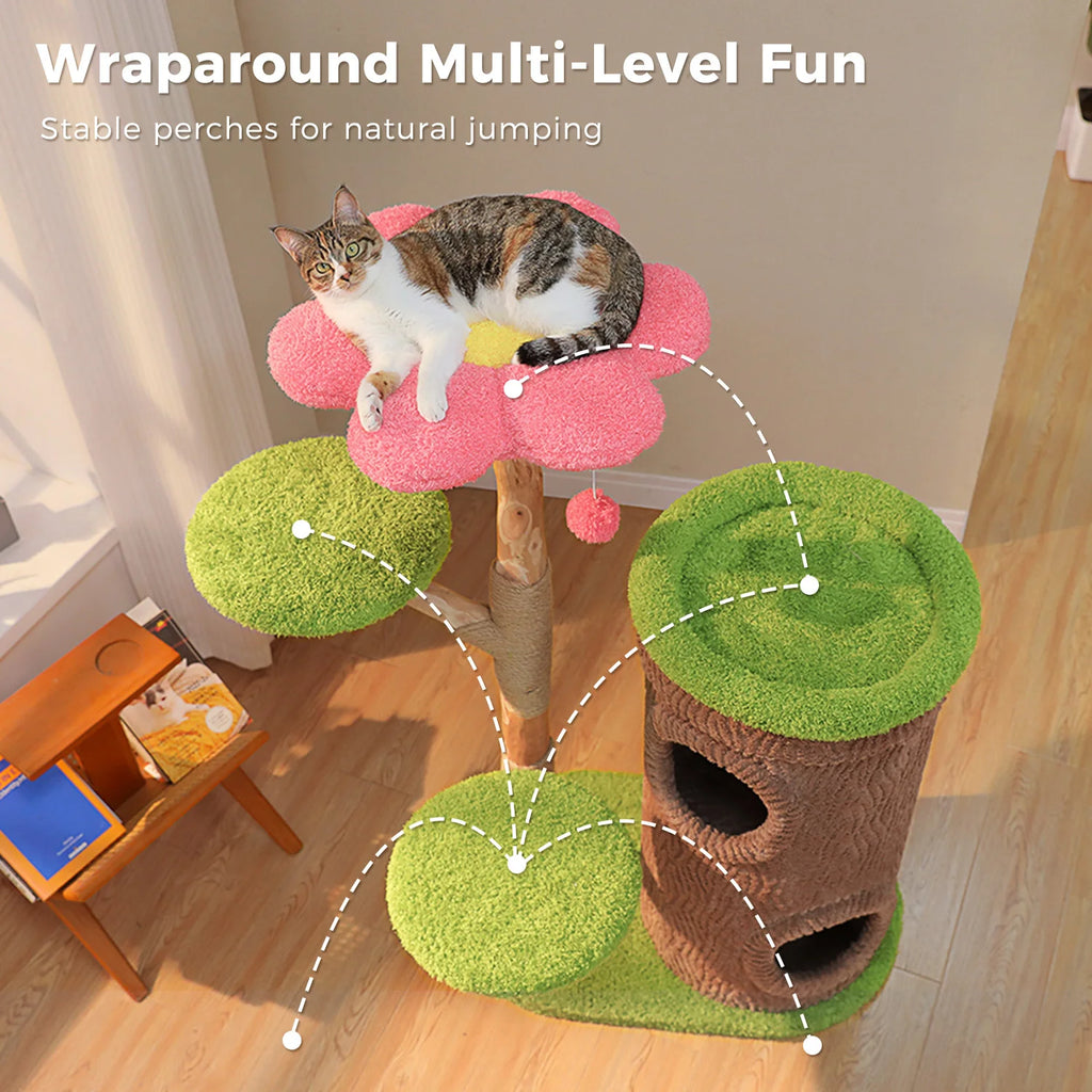 Flower Top Bed on Tall Cat Tower