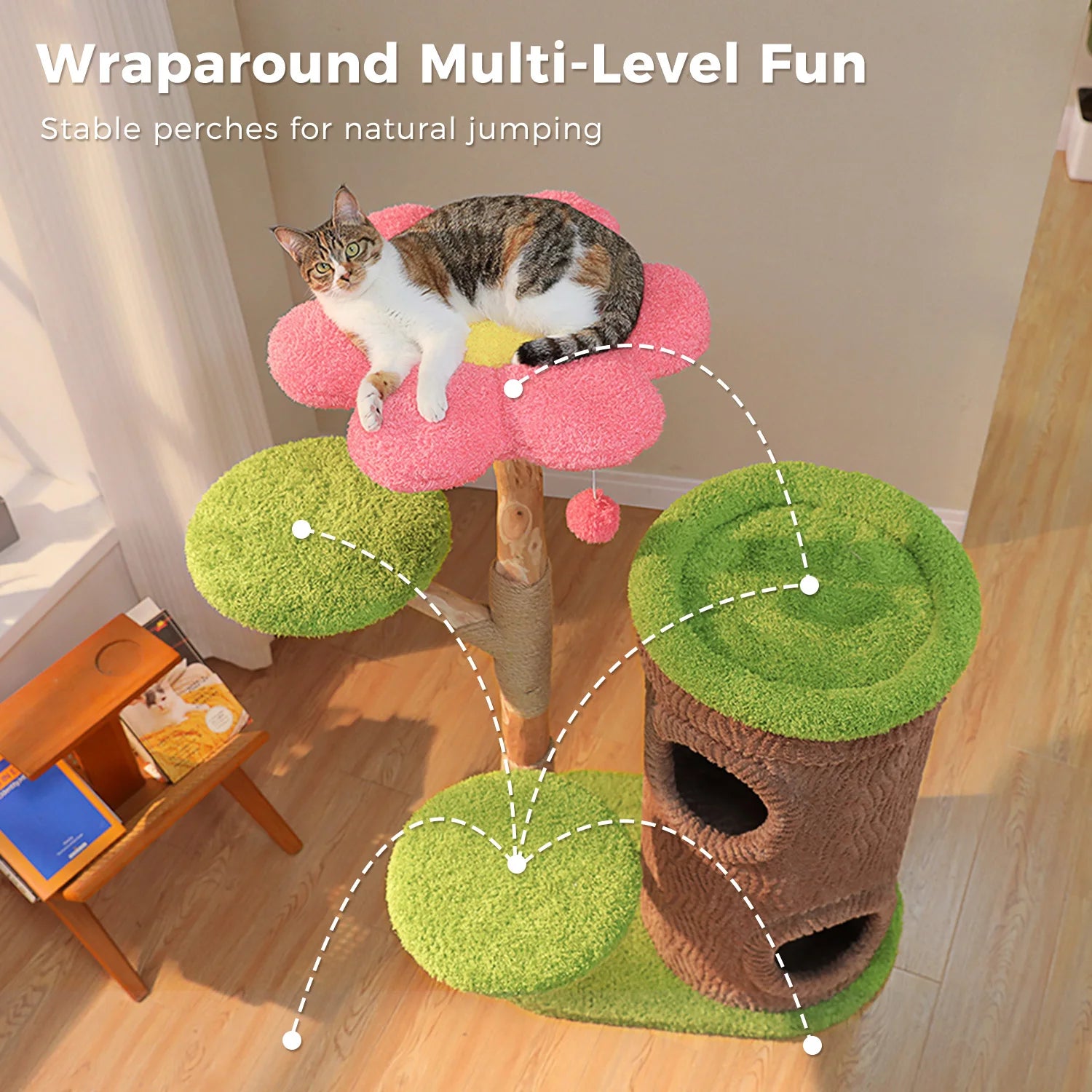 Flower Top Bed on Tall Cat Tower