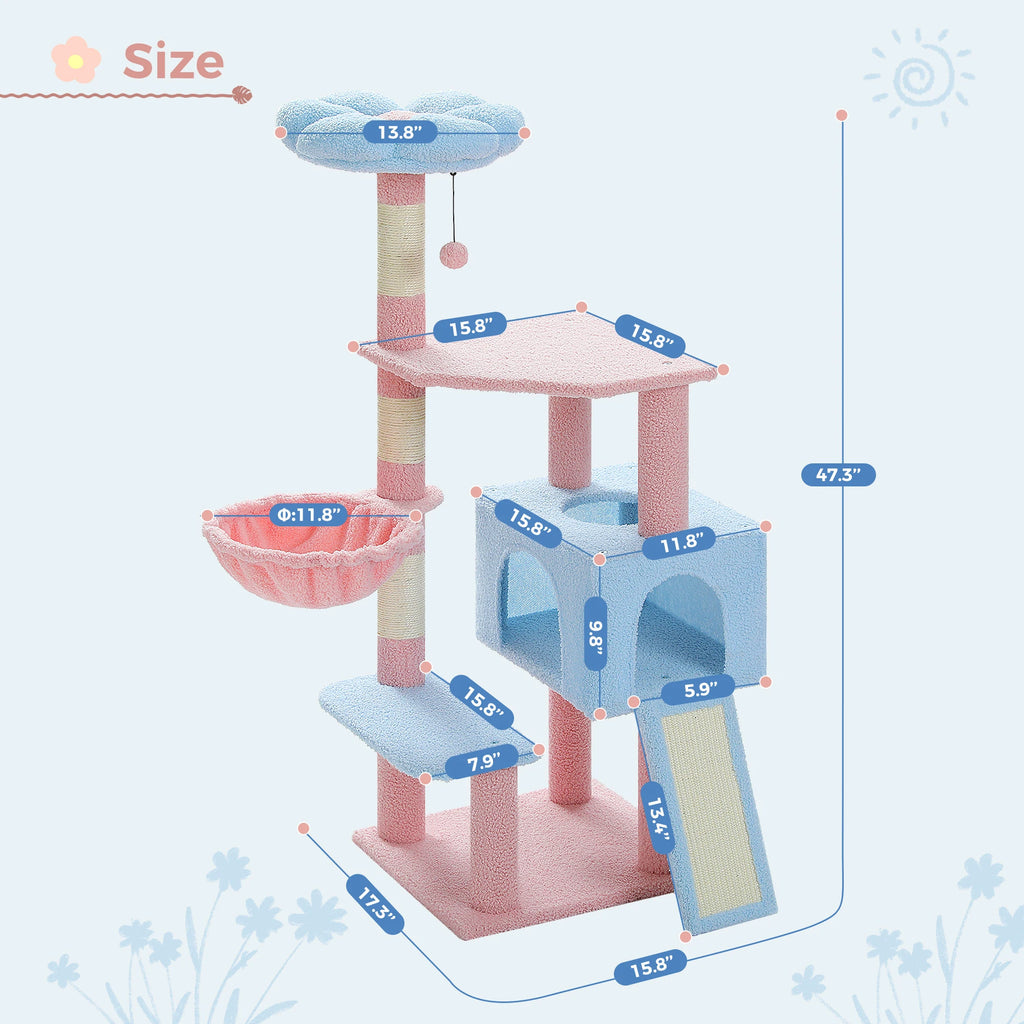 Multi-level Flower Cat Tree with Top Perch