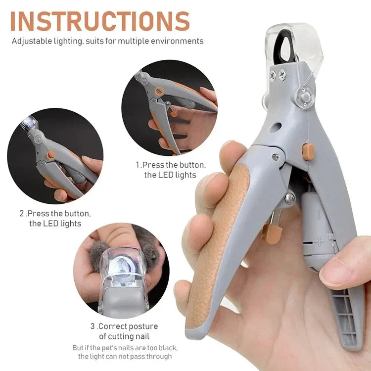 Nail Clipper With LED Light -  Cat Dog - (Professional) - (Grey) - (While Supplies Last)