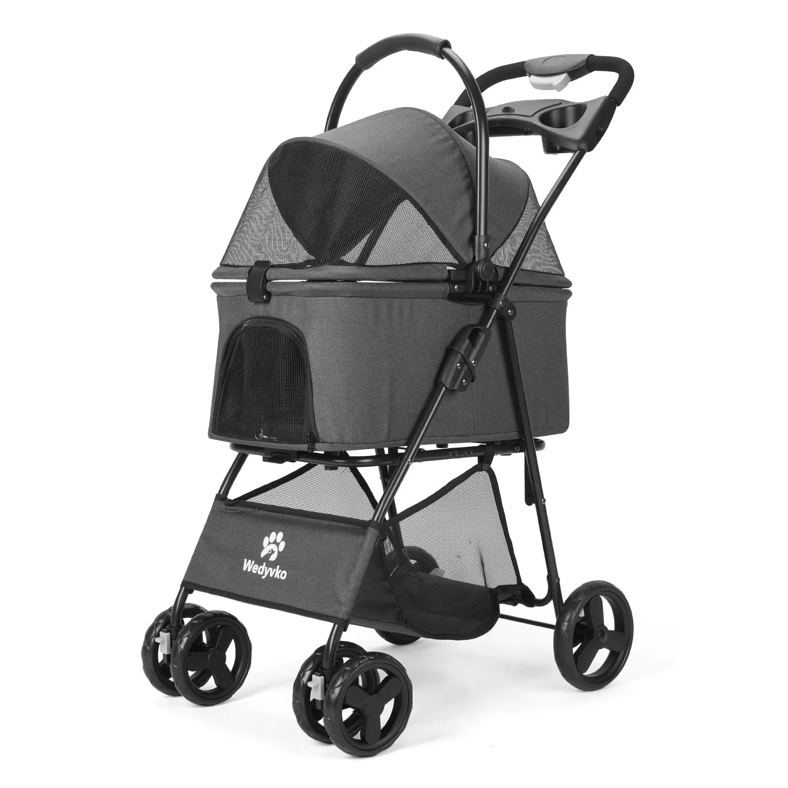 3 in 1 Pet Stroller with Removable Carrier - Dog Cat - (Maize Yellow, Black) - (Foldable)