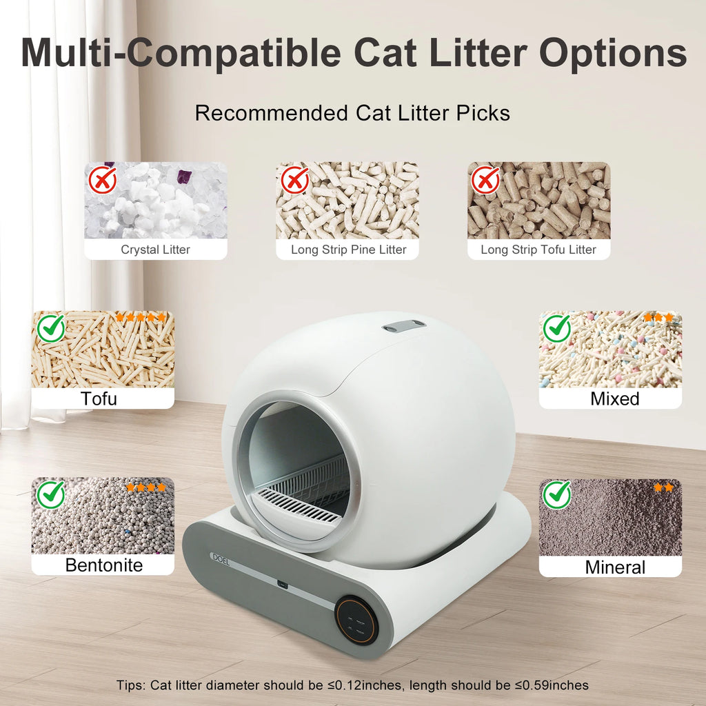 Automatic Self Cleaning Litter Box with Mat and App Control - Cat - (White) - (While Supplies Last)