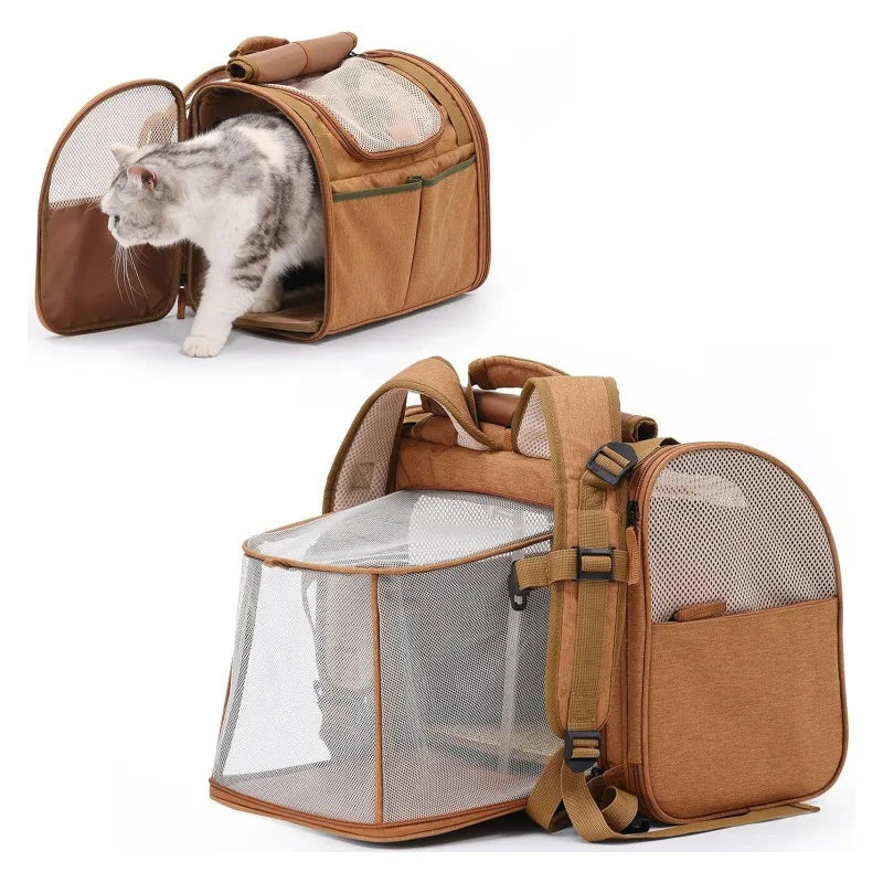 Expandable Pet Carrier Backpack - Dog Cat  - (Adjustable Straps) - (Grey, Brown) - (While Supplies Last)