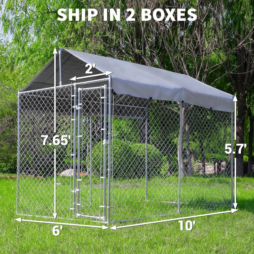 Galvanized Chain Link Outdoor Enclosure with Cover - Dog - ( XL)
