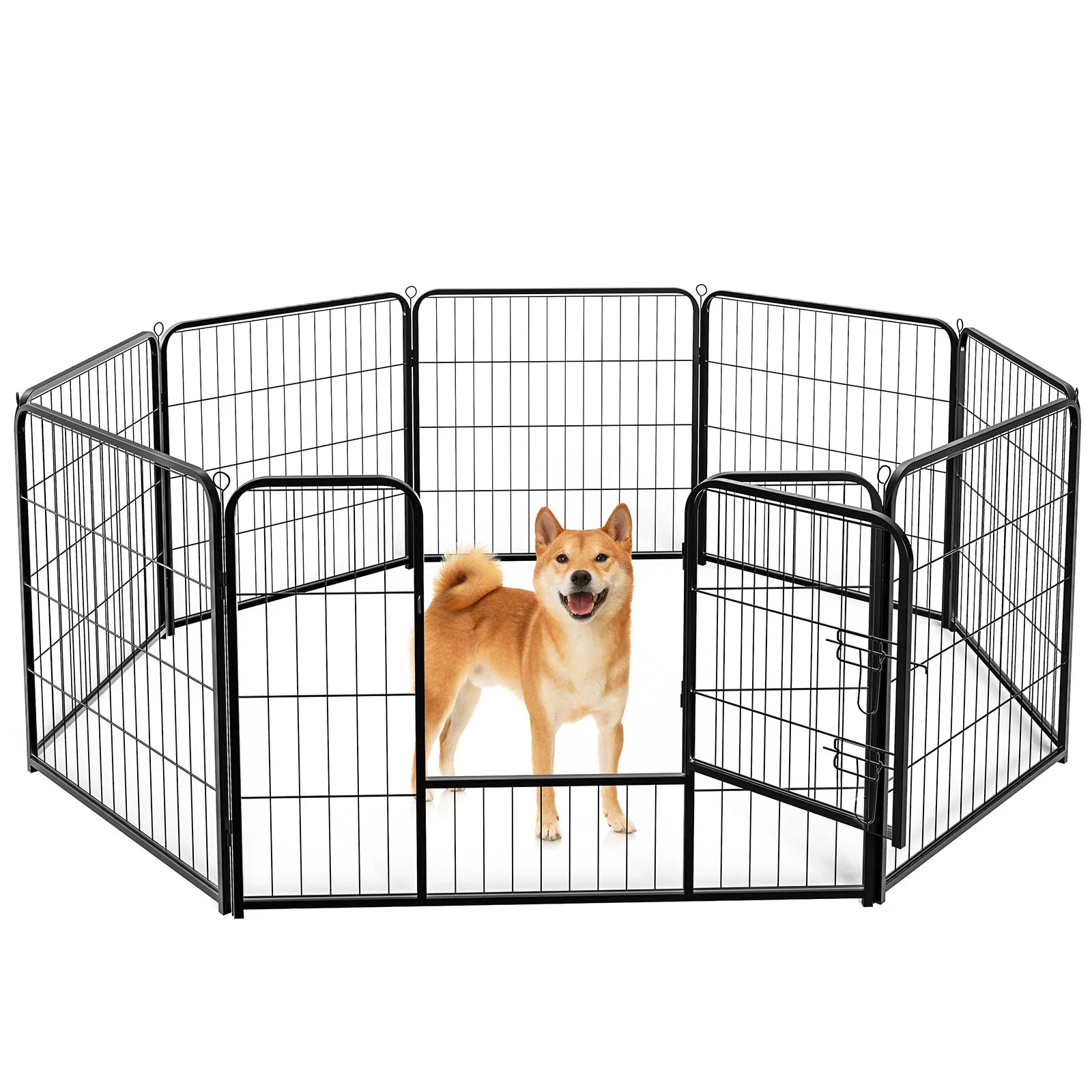 Foldable Metal Fence Playpen Enclosure - Dog -  (8 Panel) - (24", 32")