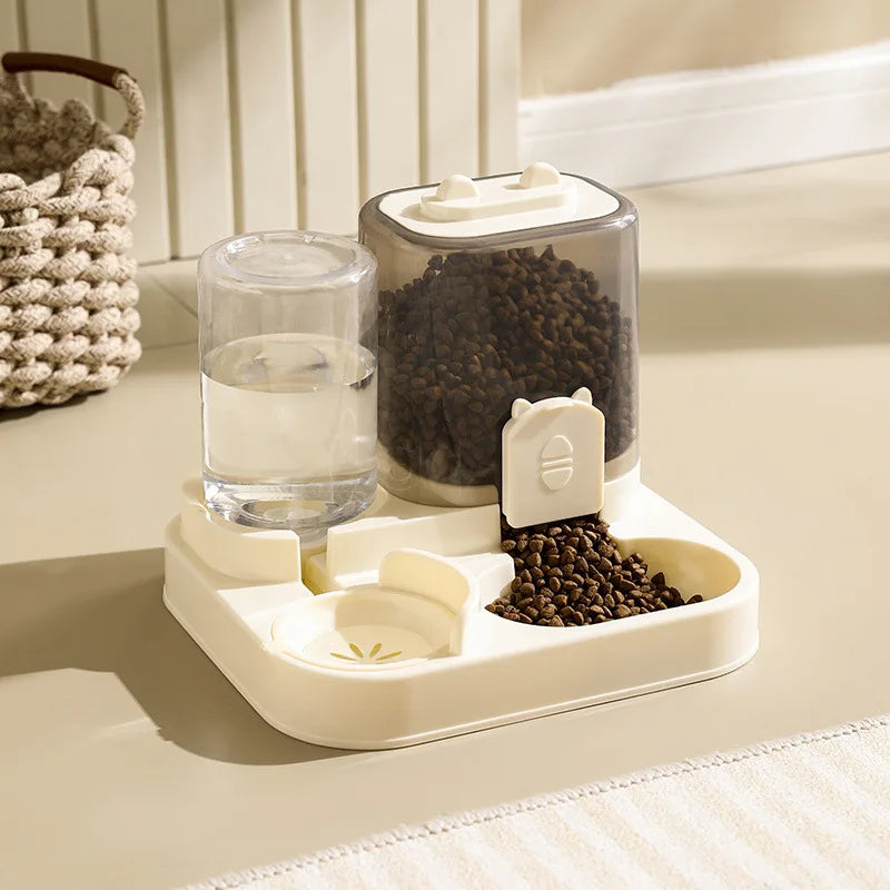 Automatic Spill-Proof Feeder Bowl with Water Fountain - Dog Cat - (Grey, Beige) - (While Supplies Last)