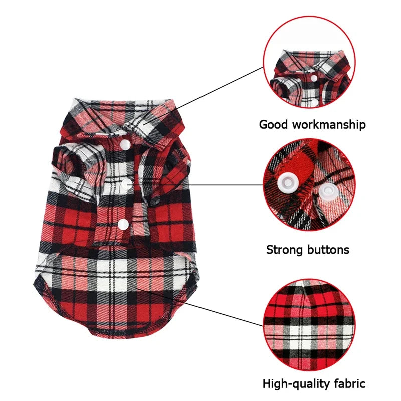 British Plaid Lightweight Cotton Shirt - Dog Cat - (3 Color Options) - (XS-XL)