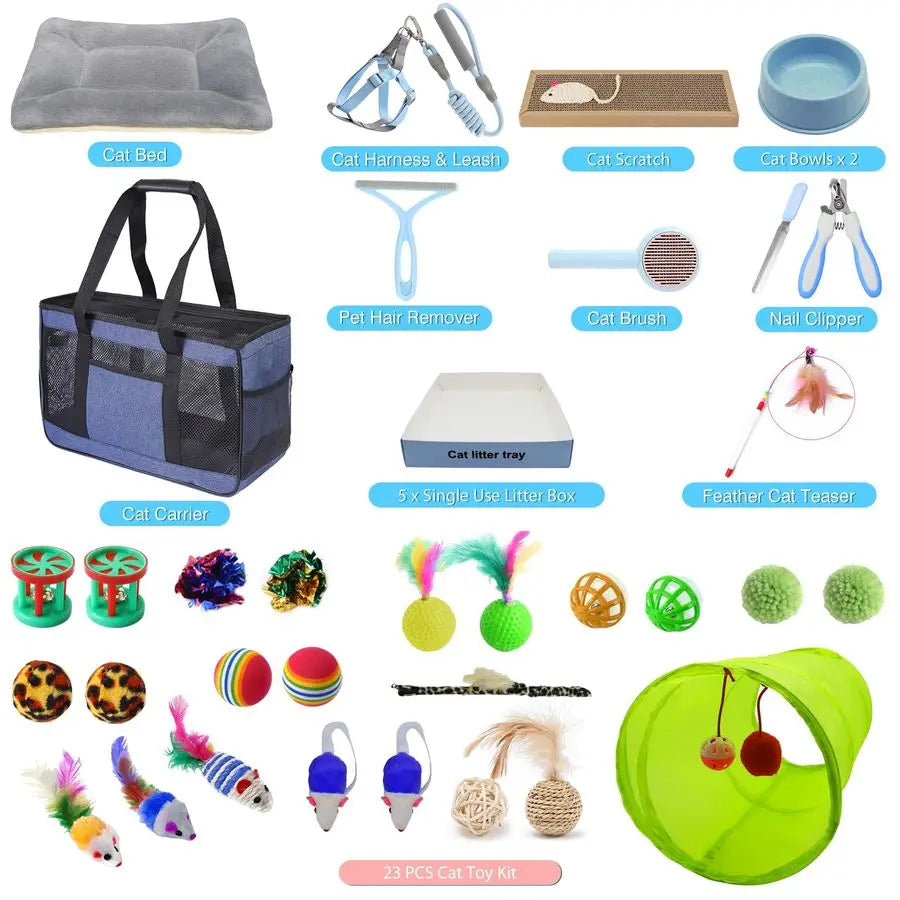 Starter Kit Includes Cozy Bed, Portable Carrier, and Litter Box - Cat - (White) - (While Supplies Last)