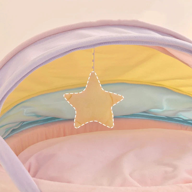 Pastel Cozy Rainbow Canopy Bed with Star-Shaped Toy  - Cat   - (45*45*32 cm) - (While Supplies Last)