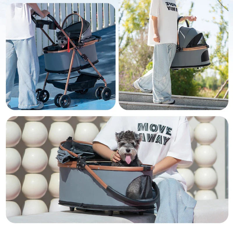 2-in-1 Stroller and Pet Car Carrier with Canopy - Dog Cat - (5 Color Options) - (M) - (While Supplies Last)