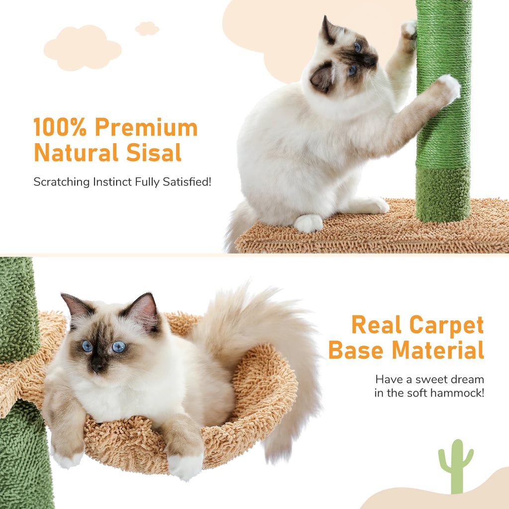 5-Tier Floor to Ceiling Cat Cactus Tree, Perches, Hammock