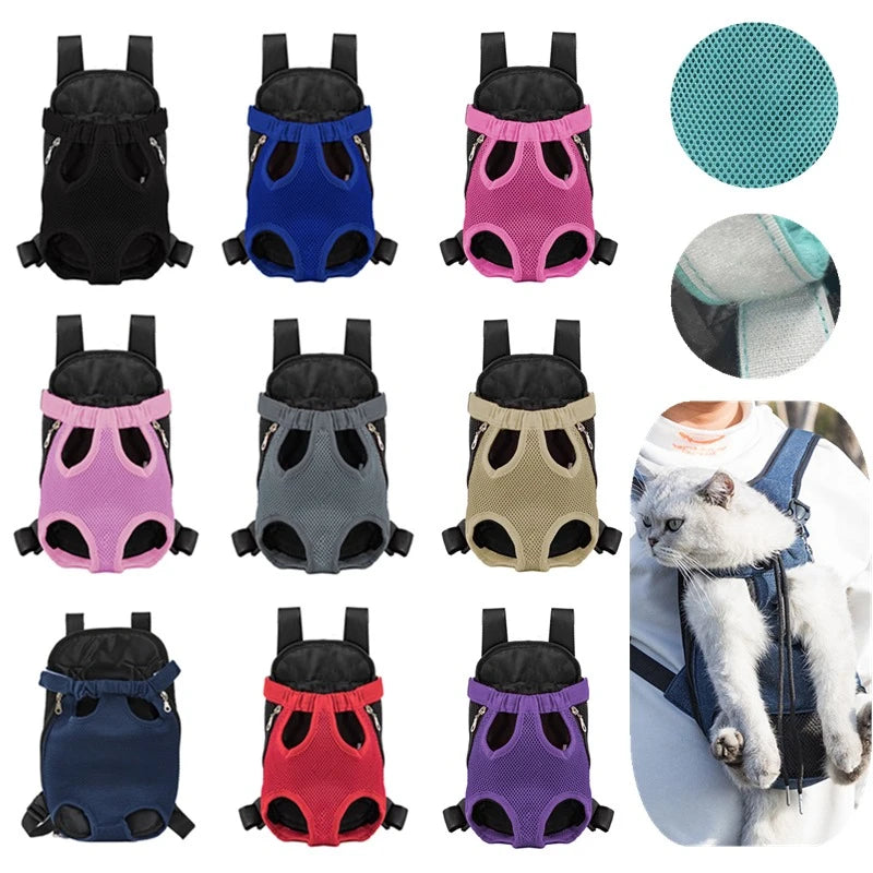 Double Shoulder Pet Travel Chest/Back Carrier Bag  - Dog Cat - (S-XL) - (6 Color Options)