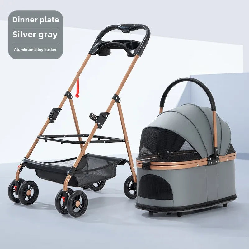 2-in-1 Stroller and Pet Car Carrier with Canopy - Dog Cat - (5 Color Options) - (M) - (While Supplies Last)