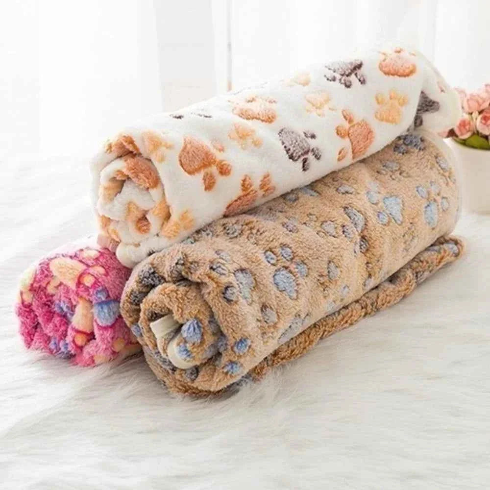 Paw Print Pet Blanket – Dog Cat  - (5 Color Options) - (Lightweight) - (S-L)