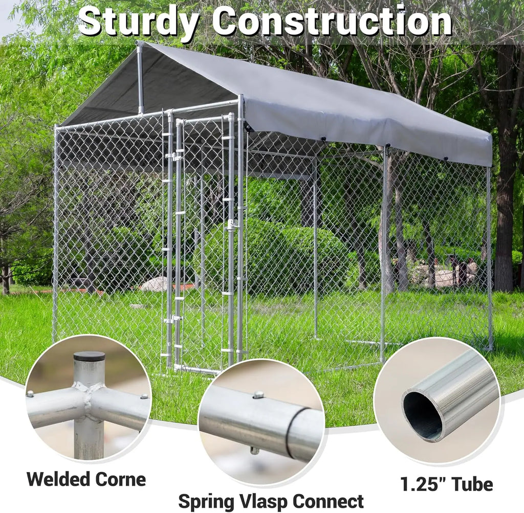 Galvanized Chain Link Outdoor Enclosure with Cover - Dog - ( XL)