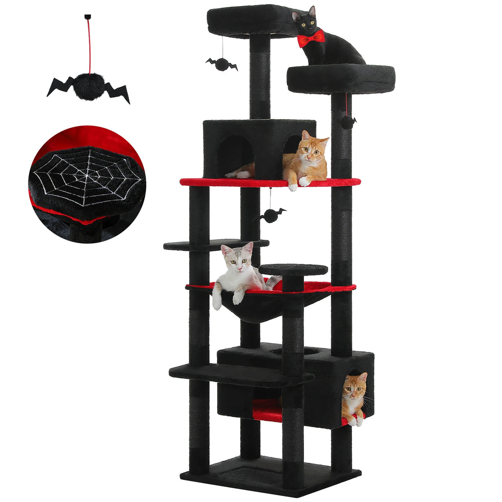 Tall Multi-level Cat Tree Tower With Scratching Posts, Hammock, and Perches