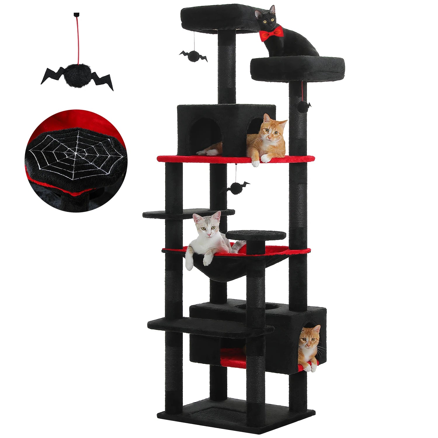 Tall Multi-level Cat Tree Tower With Scratching Posts, Hammock, and Perches