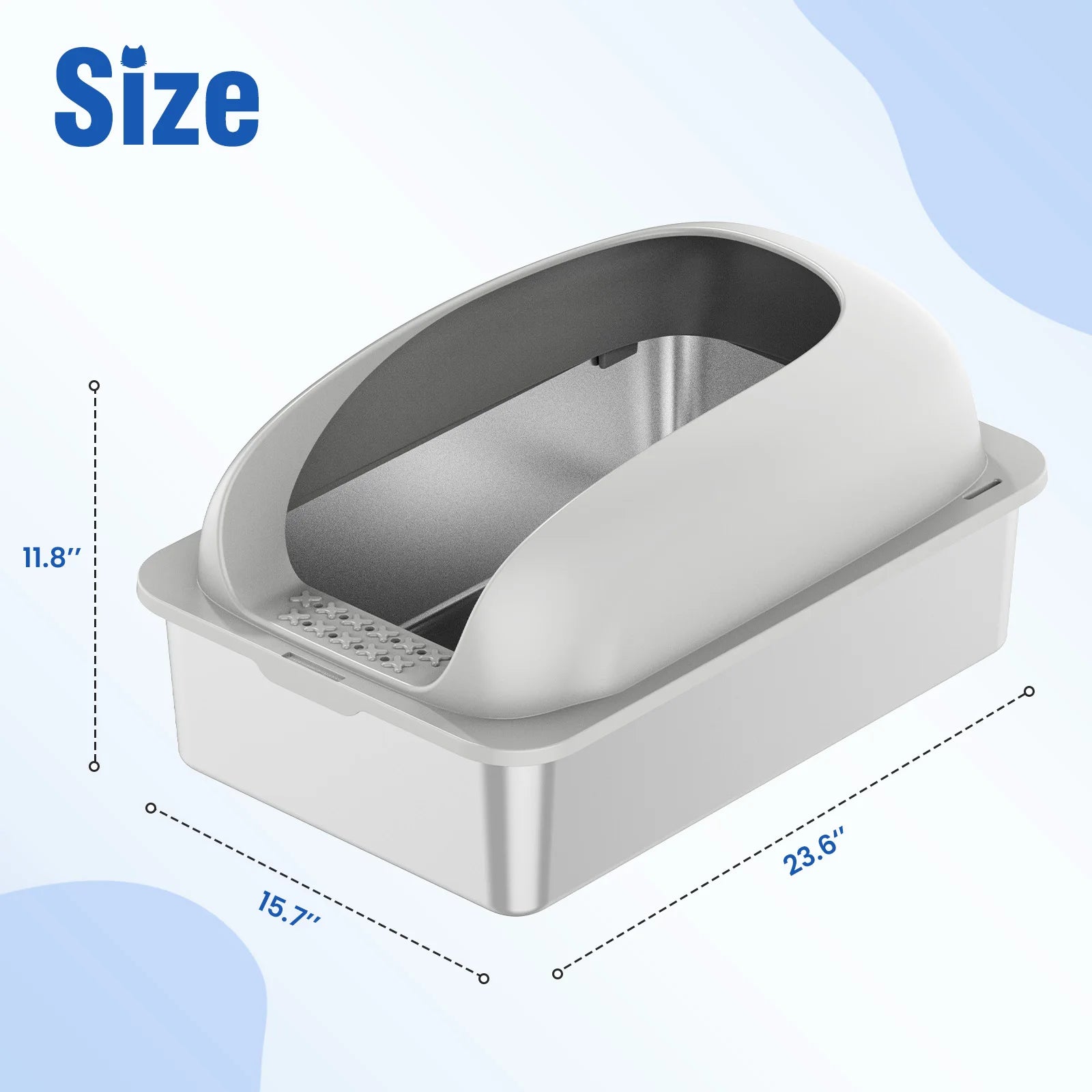 Semi-Closed Leak proof Litter Box with Lid - Cat - (Stainless Steel) - (Black, Lt. Grey) - (While Supplies Last)