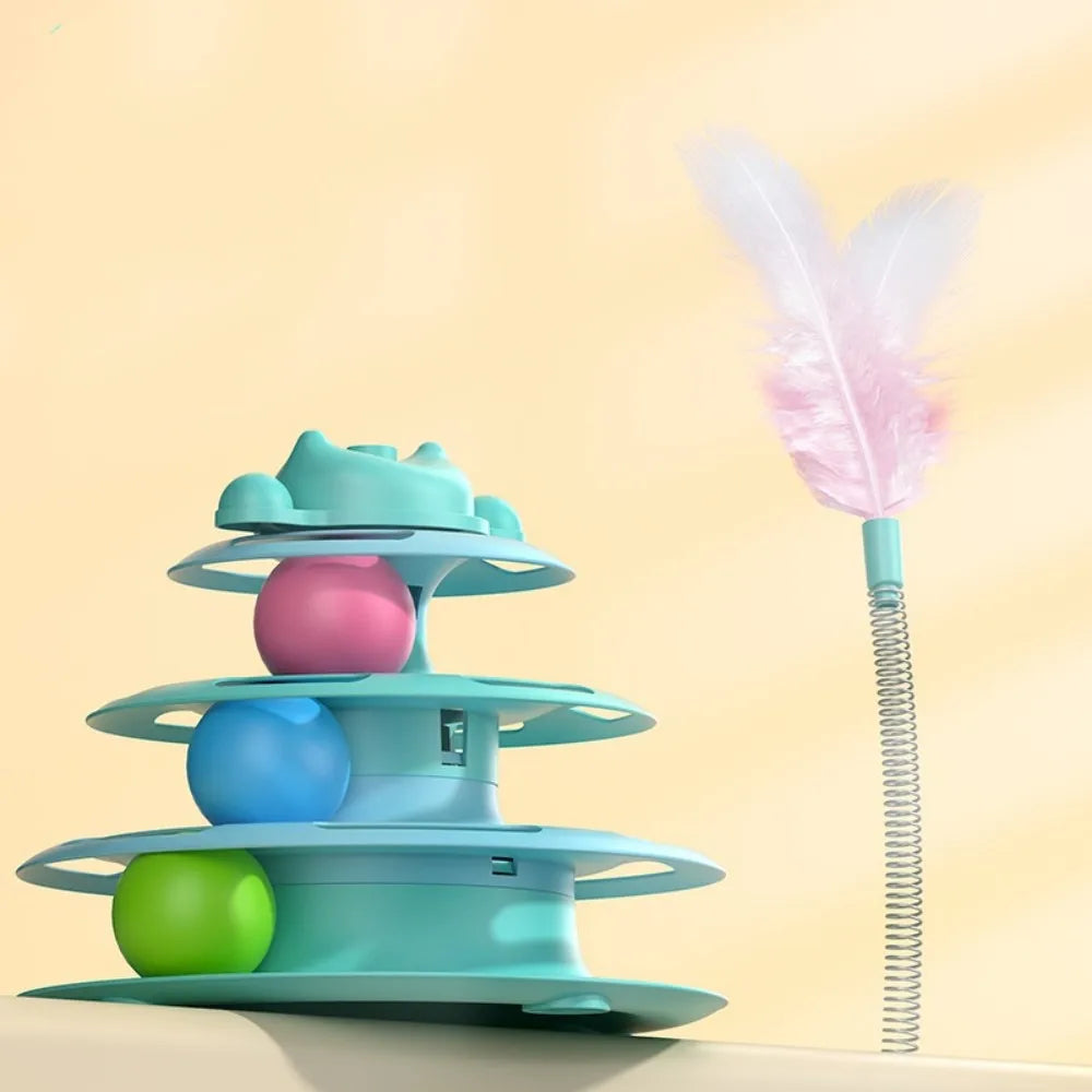 Interactive 4-Layer Turntable Toy - Cats - (3 Color Options)