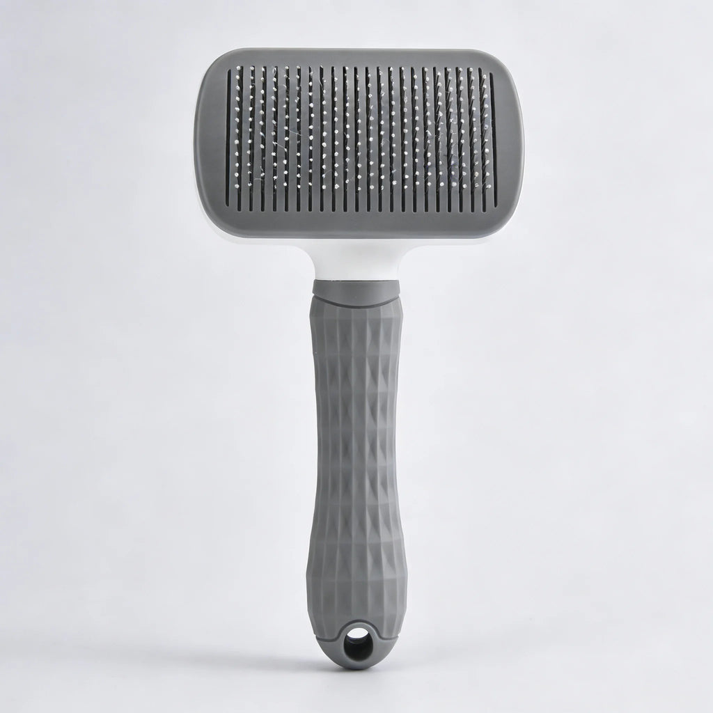 Push Button Grooming Brush - (Hair Remover) - (Massage) - Dog Cat - (Grey) - (Gentle) - (While Supplies Last)
