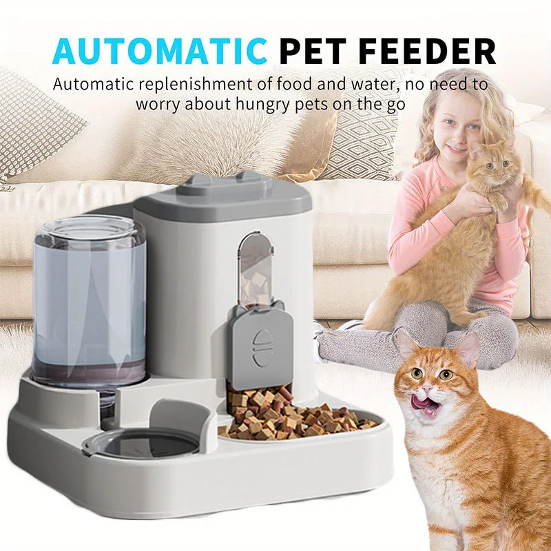 Automatic Spill-Proof Feeder Bowl with Water Fountain - Dog Cat - (Grey, Beige) - (While Supplies Last)