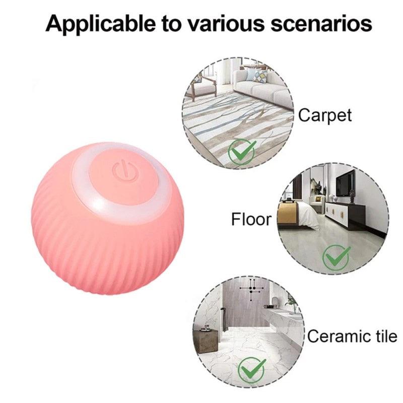 Smart Rolling Silicone Toy Ball - Cat - (Pink, Blue)