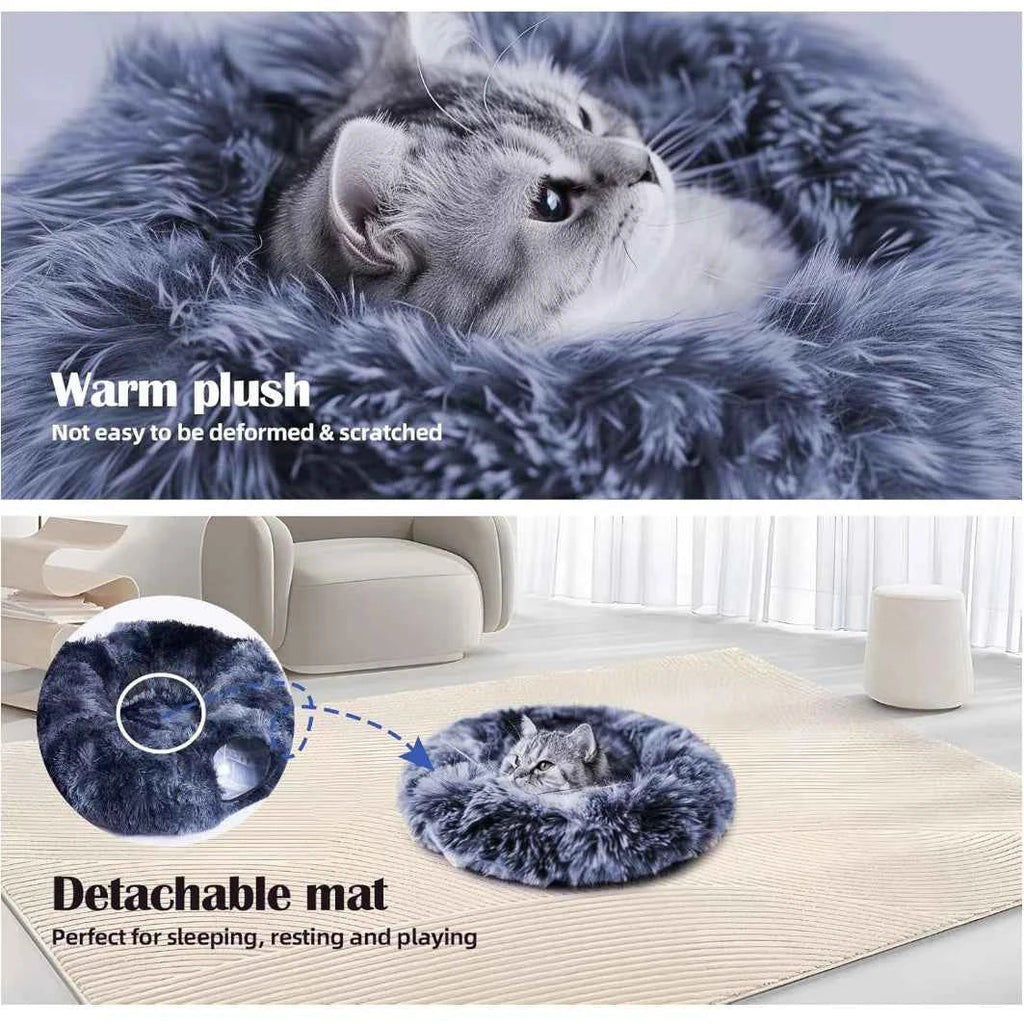 Plush Tunnel Bed – Cat - (2-in-1 Cozy Sleeping and Interactive Toy) - (L) - (4 Color Options) - (While Supplies Last)