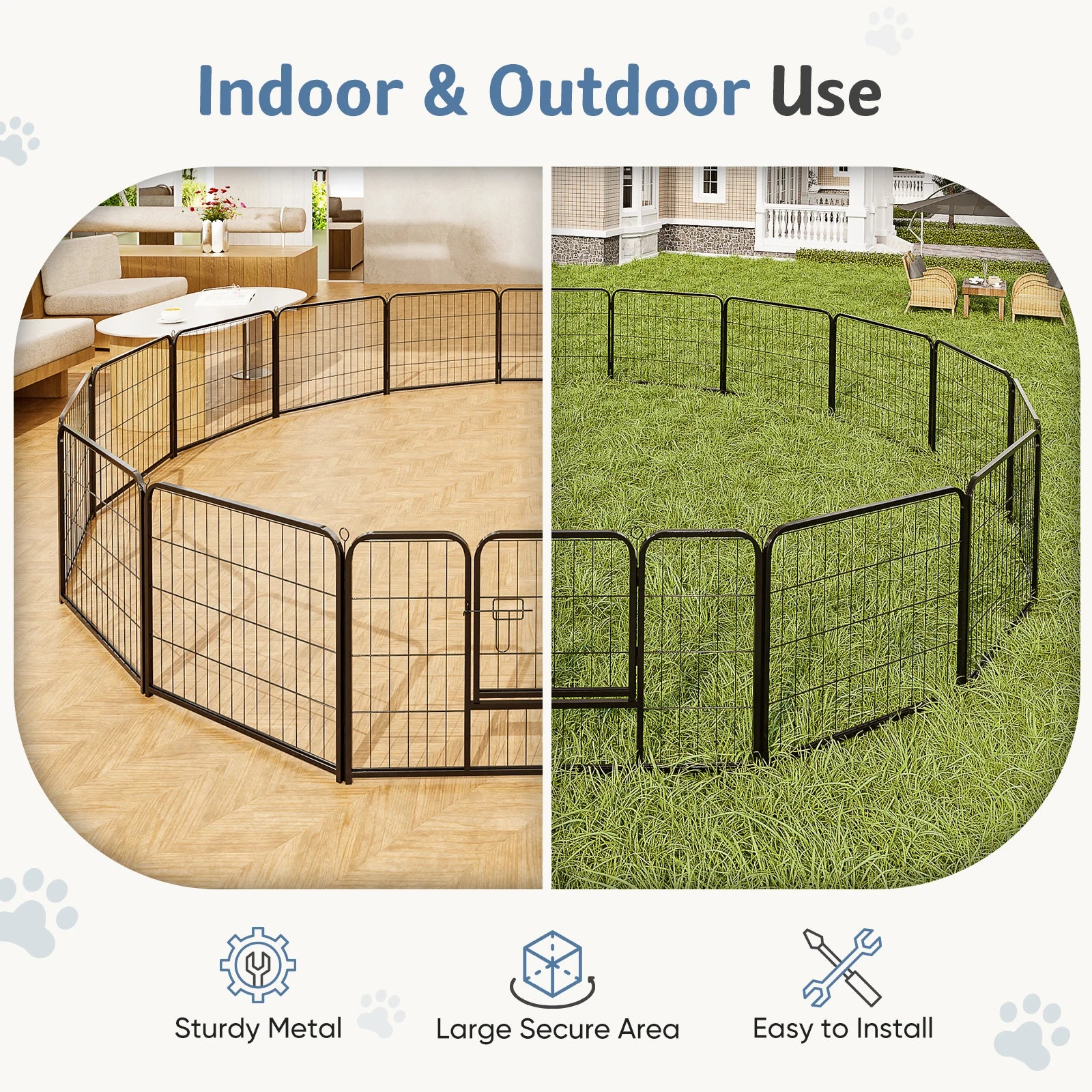 Portable Metal Fence Playpen Enclosure - Dog - (Indoor/Outdoor) - (24", 32")