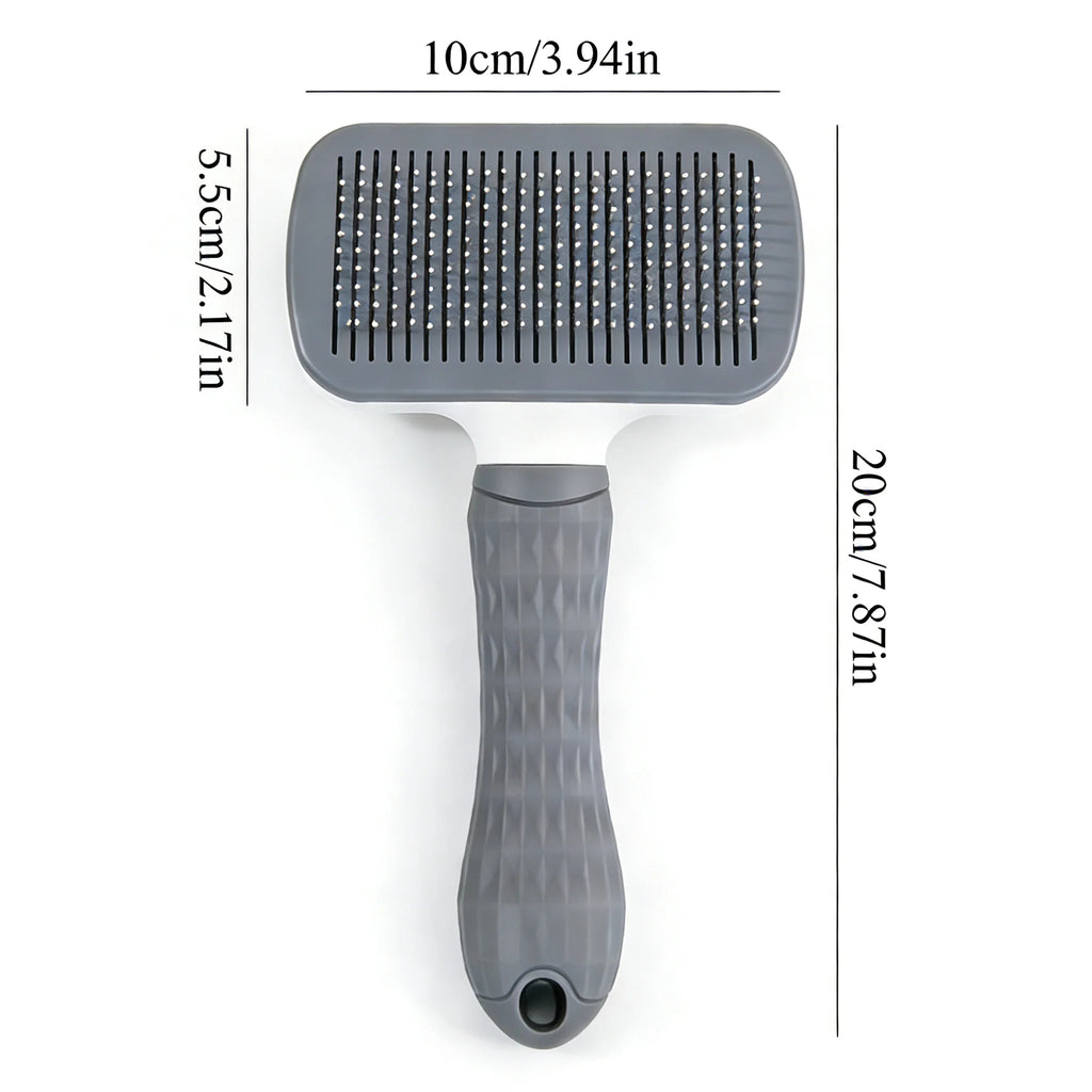 Push Button Grooming Brush - (Hair Remover) - (Massage) - Dog Cat - (Grey) - (Gentle) - (While Supplies Last)
