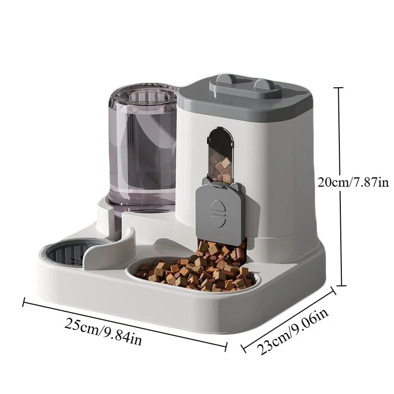 Automatic Spill-Proof Feeder Bowl with Water Fountain - Dog Cat - (Grey, Beige) - (While Supplies Last)
