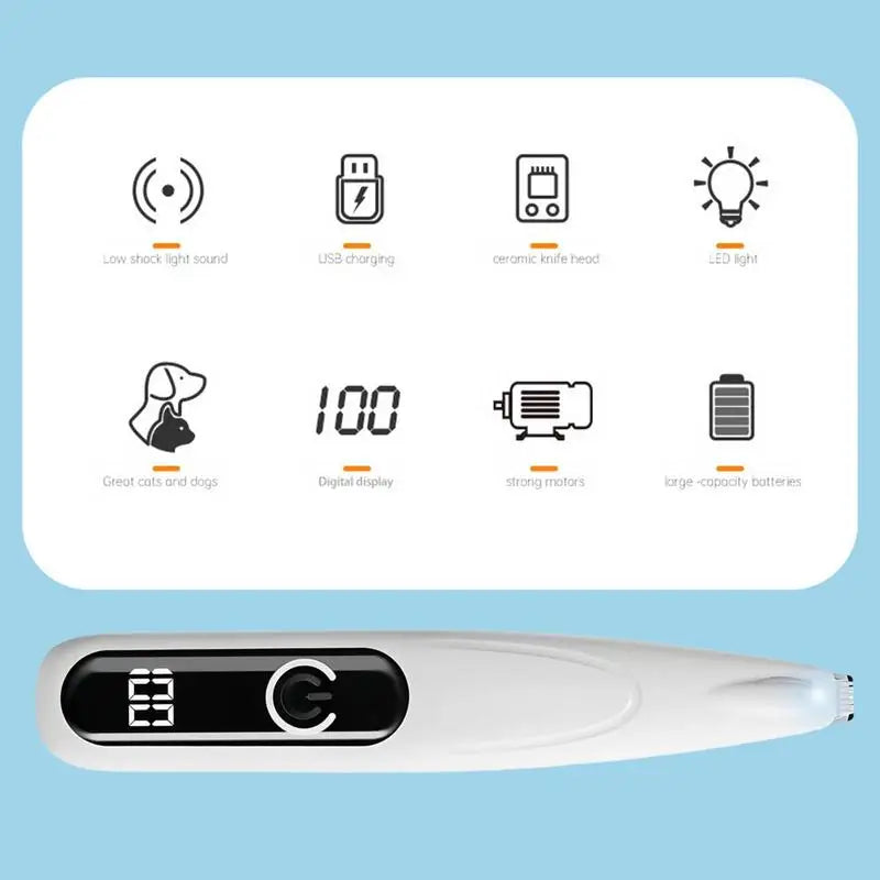 Waterproof Paw Trimmer with LED Light