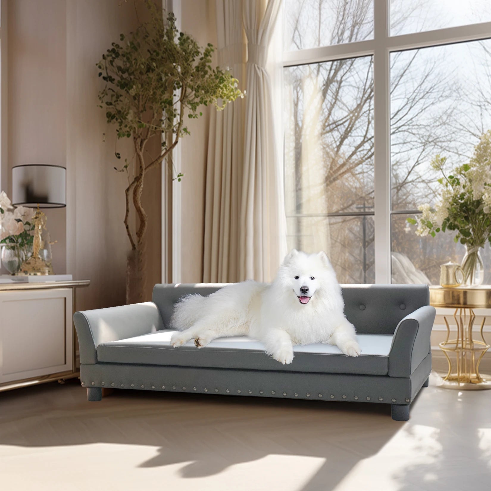 Elevated Sofa Bed with Leather Cover - Dog
