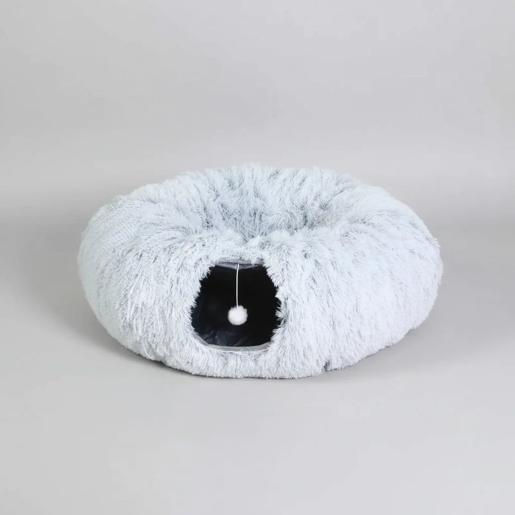 Plush Tunnel Bed – Cat - (2-in-1 Cozy Sleeping and Interactive Toy) - (L) - (4 Color Options) - (While Supplies Last)