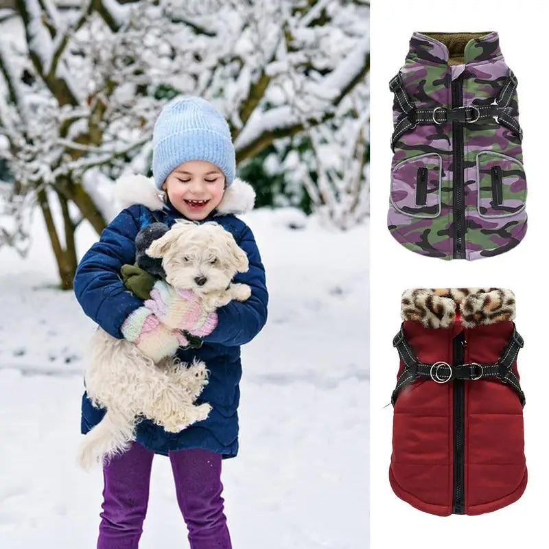 Reflective Winter Dog Vest With Built-in Harness - Dog - (Purple, Burgundy) - (S-XXL)