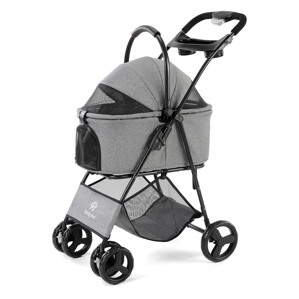 3 in 1 Pet Stroller with Removable Carrier - Dog Cat - (Maize Yellow, Black) - (Foldable)